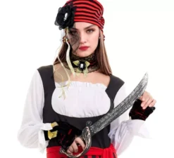 Kit pirata: copricapo, girocollo, orecchini e guanti