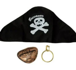Kit pirata: patch, orecchino e cappello