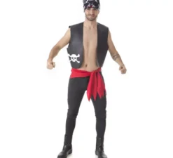 Kit Pirata per uomo: Gilet, Fascia e Sciarpa