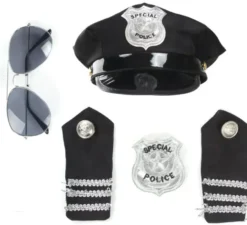 Kit Polizia: Berretto, Occhiali, Stemmi da spalla e Distintivo
