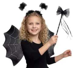 Kit ragno per bambini: diadema, bacchetta e ali 47x39 cm