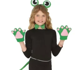 Kit rana per bambini: coda, guanti, fascia e papillon