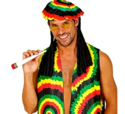 Kit Rastafari: Cappello con dreadlocks, Occhiali e Sigaro