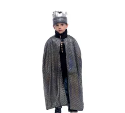 Kit re medievale per bambini: mantello e corona reversibili