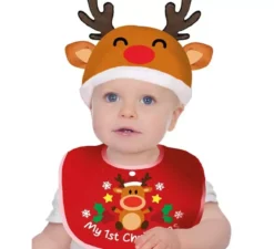 Kit Renna per bambini: Cappello e Bavaglino Rosso