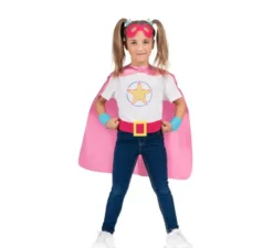 Kit rosa da supereroe per bambini: maschera, mantello e cintura