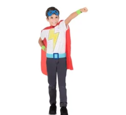 Kit rosso da supereroe per bambini: maschera, mantello e cintura
