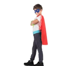 Kit rosso da supereroe per bambini: maschera, mantello e cintura