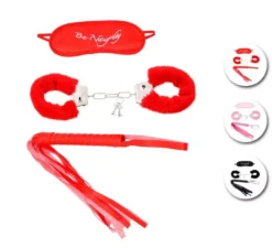 Kit Sado sexy in colori assortiti: Manette, maschera e frusta