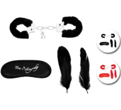 Kit Sado sexy in colori assortiti: Manette, maschera e piume