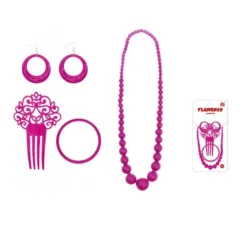 Kit Sevillana Fucsia: Pettine, Collana, Orecchini e Bracciale