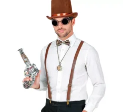 Kit Steampunk: occhiali, bretelle e papillon
