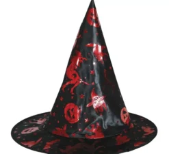 Kit Strega Nero e Rosso per Bambini: Mantello e Cappello