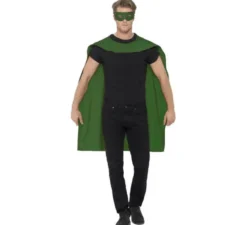 Kit supereroe verde adulto: mantello e maschera