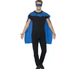Kit supereroi blu adulto: mantello e maschera