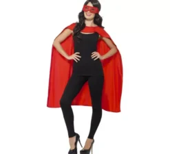 Kit supereroi per adulti rosso: mantello e maschera