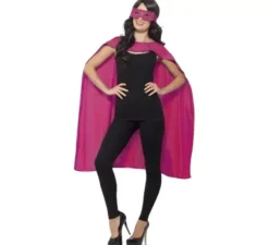 Kit superhero rosa adulto: mantello e maschera