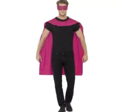 Kit superhero rosa adulto: mantello e maschera