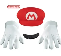 Kit Super Mario Nintendo per adulti: berretto, guanti e baffi