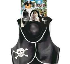 Kit Teschio Pirata per bambini: gilet, cappello, toppa, orecchini e gancio