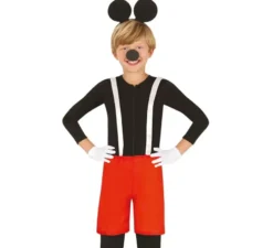 Kit topo per bambini: fascia per capelli, naso e pantaloncini con bretelle