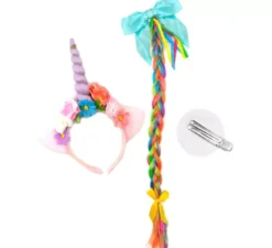 Kit Unicorno Floreale: Cerchietto e Treccia 60 cm