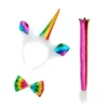 Kit Unicorno Multicolor: Cerchietto, Papillon e Coda