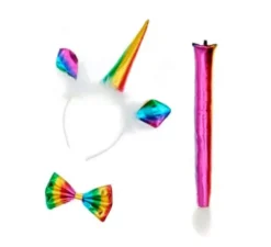 Kit Unicorno Multicolor: Cerchietto, Papillon e Coda
