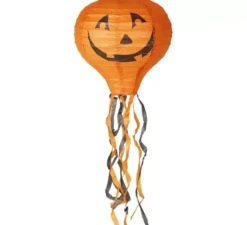 Lanterna zucca arancione con frange 30 cm