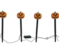 4 Lanterne Zucca con Luce per Giardino 33 cm