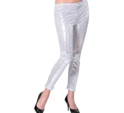 Leggings argento con paillettes da donna
