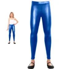 Leggings blu scuro metallizzati per bambina
