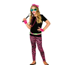 Leggings con stampa animalier rosa neon anni '80 per bambini