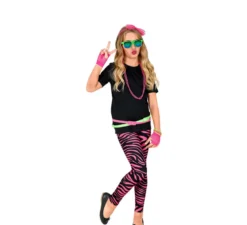 Leggings con stampa animalier rosa neon anni '80 per bambini