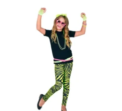Leggings con stampa animalier verde fluo degli anni '80 per bambini