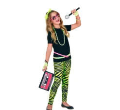 Leggings con stampa animalier verde fluo degli anni '80 per bambini