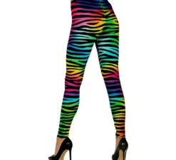 Leggings con stampa leopardata multicolore al neon degli anni '80