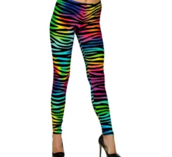 Leggings con stampa leopardata multicolore al neon degli anni '80