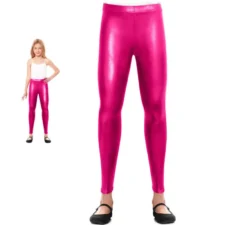 Leggings fucsia metallizzati per bambina