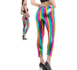 Leggings metallizzati arcobaleno da donna