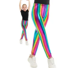 Leggings metallizzati arcobaleno per ragazze