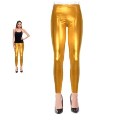 Leggings metallizzati dorati da donna