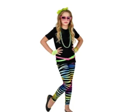 Leggings multicolore al neon con stampa animalier per bambini anni '80