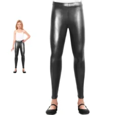 Leggings neri metallizzati per bambina