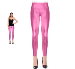 Leggings rosa metallizzato da donna