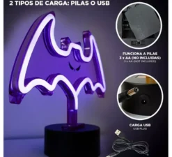 Luce al neon a forma di pipistrello con supporto 27x9x20 cm