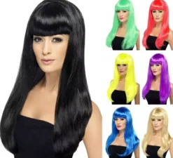 Lunga parrucca babelicious con frangetta in vari colori