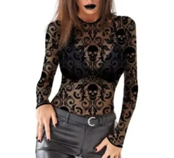 Maglia da donna con teschio traforato