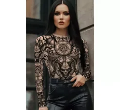 Maglia effetto tatuaggio del diavolo per donna