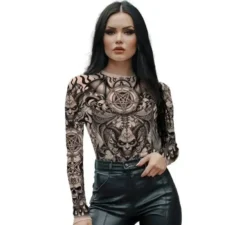 Maglia effetto tatuaggio morte da donna